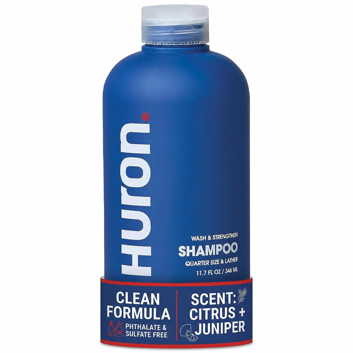 Huron front bottle showing clean label and refreshing scent benefit