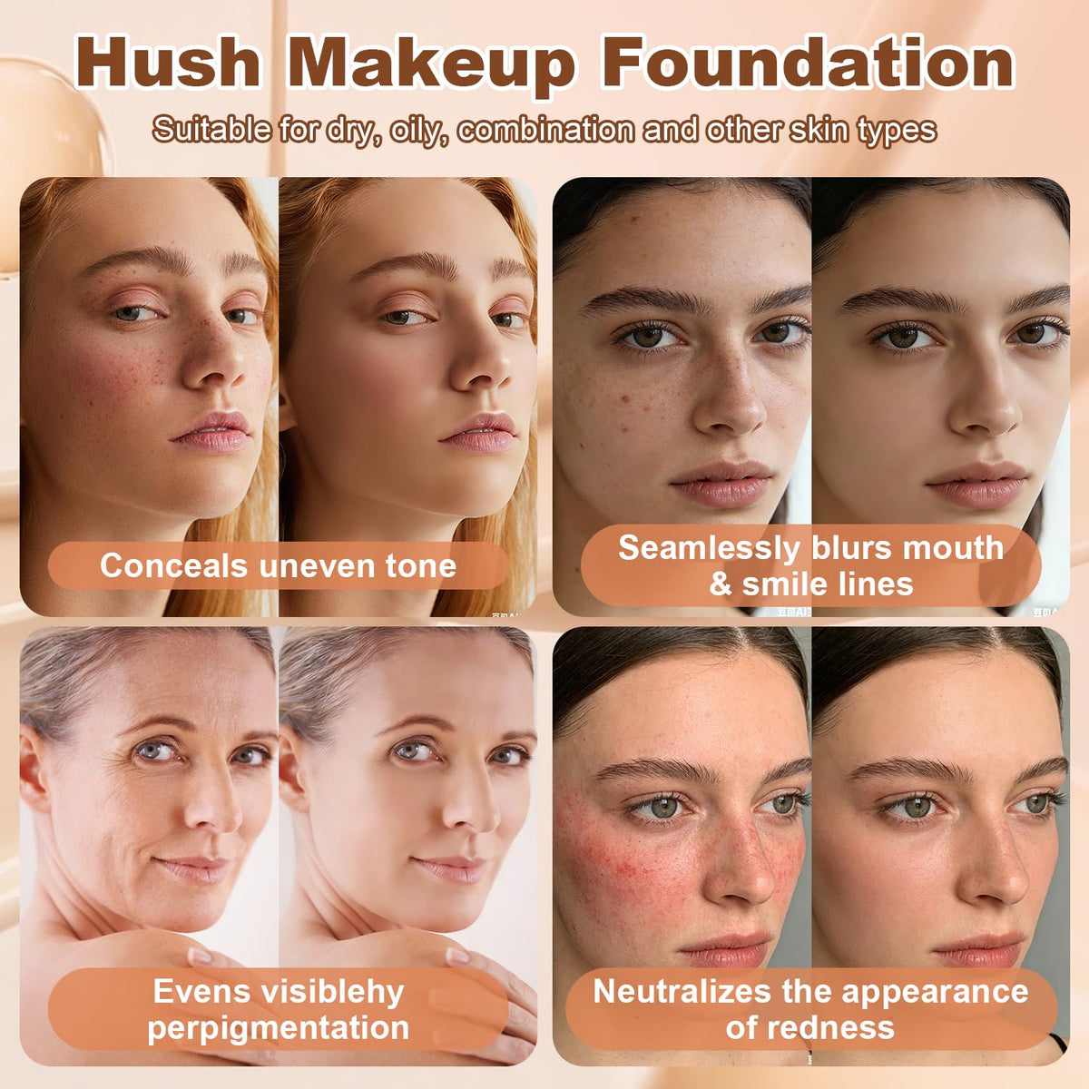 Hush Makeup Foundation cushion texture close-up highlighting moisturizing finish