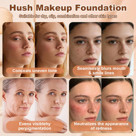 Hush Makeup Foundation cushion texture close-up highlighting moisturizing finish