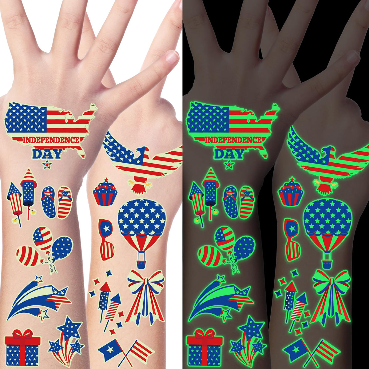 Huskein front packaging showing 106 patriotic tattoos and clear count benefit