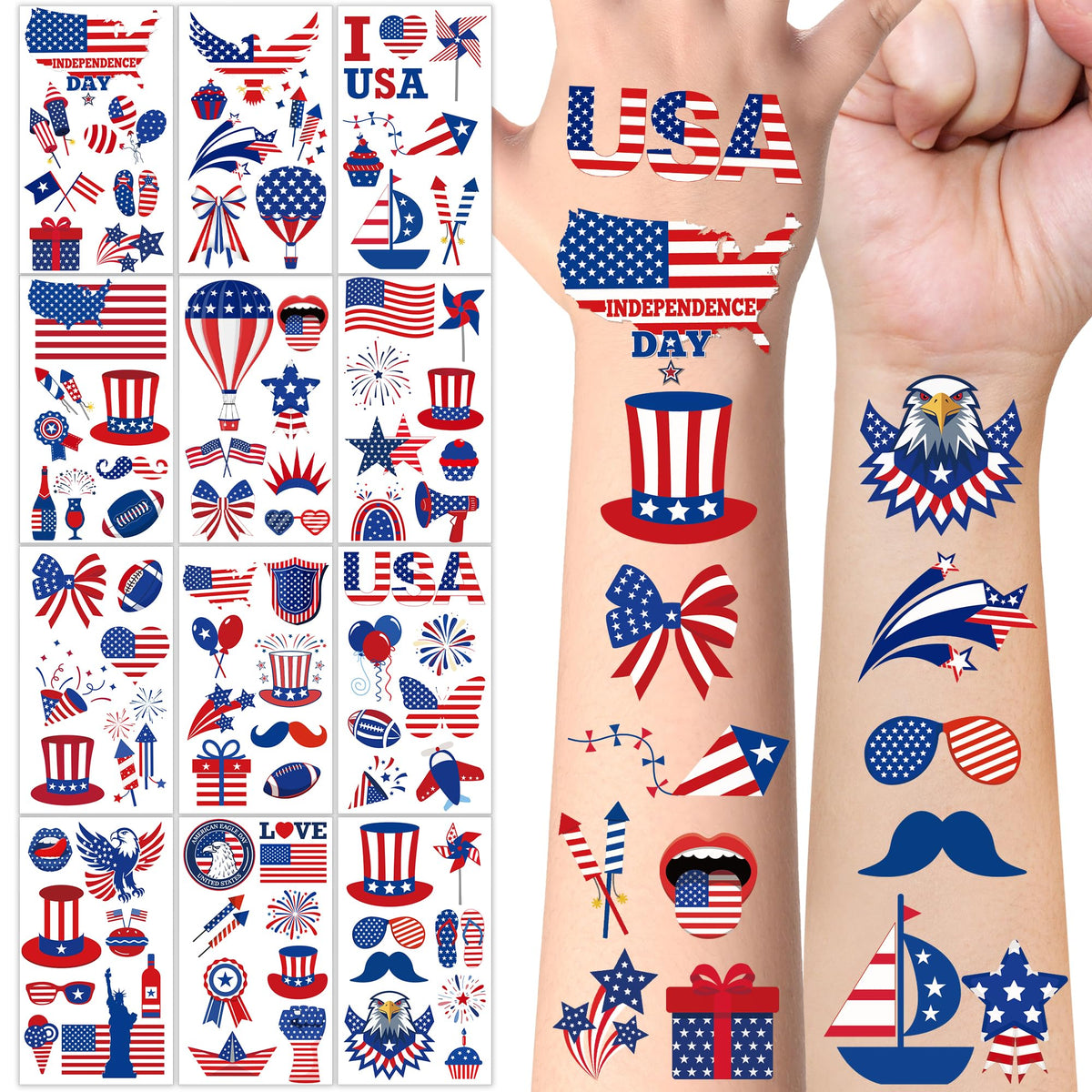 Huskein front packaging showing patriotic tattoo sheets and convenience