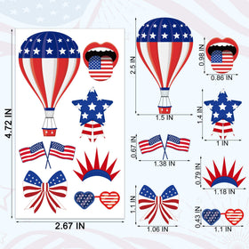 Huskein close-up of tattoo sheet displaying detailed red white blue designs
