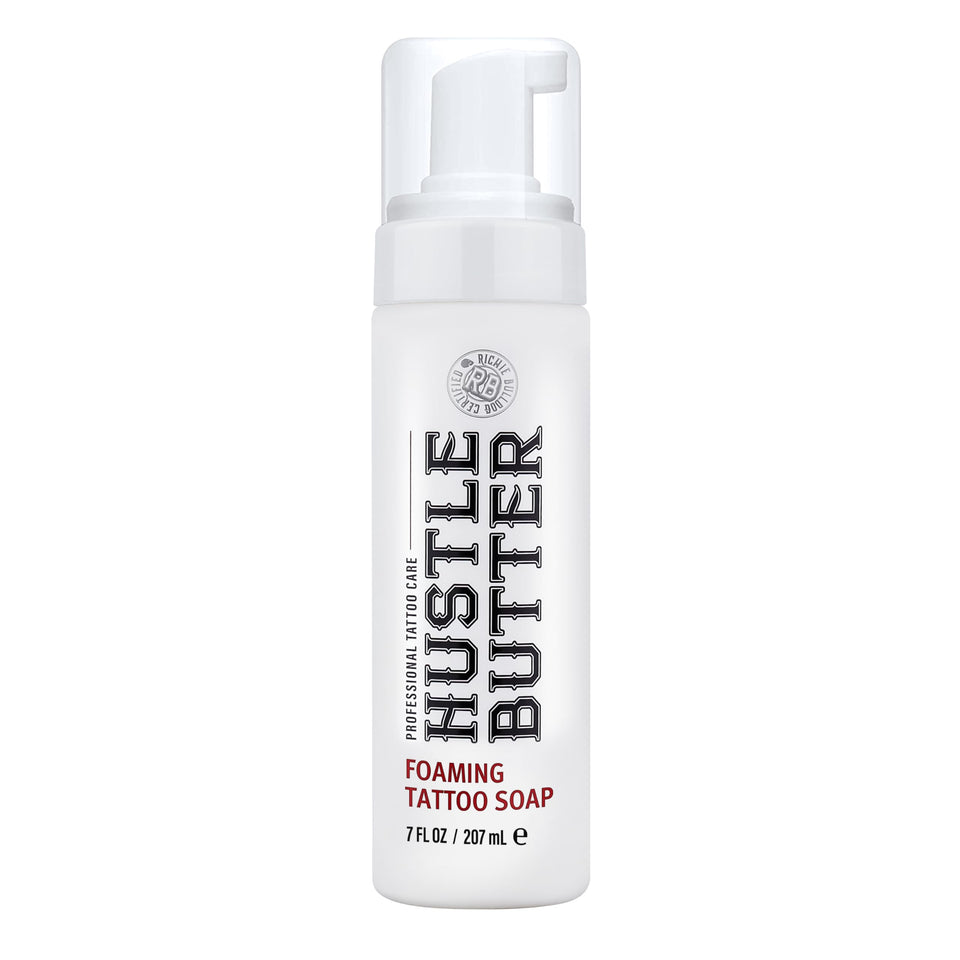 Hustle Butter Deluxe front packaging showing the 7oz bottle benefit gentle cleansing