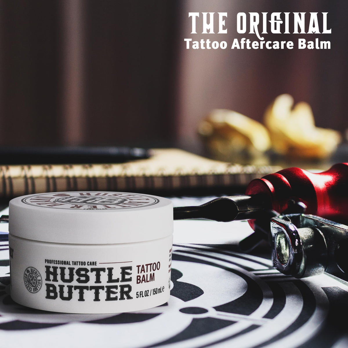 Hustle Butter Deluxe applied to fresh tattoo demonstrating soothing protection