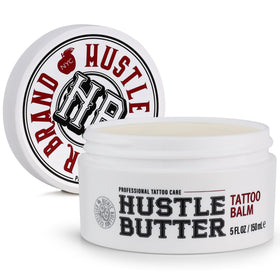 Hustle Butter Deluxe front tub showing product branding and size benefits