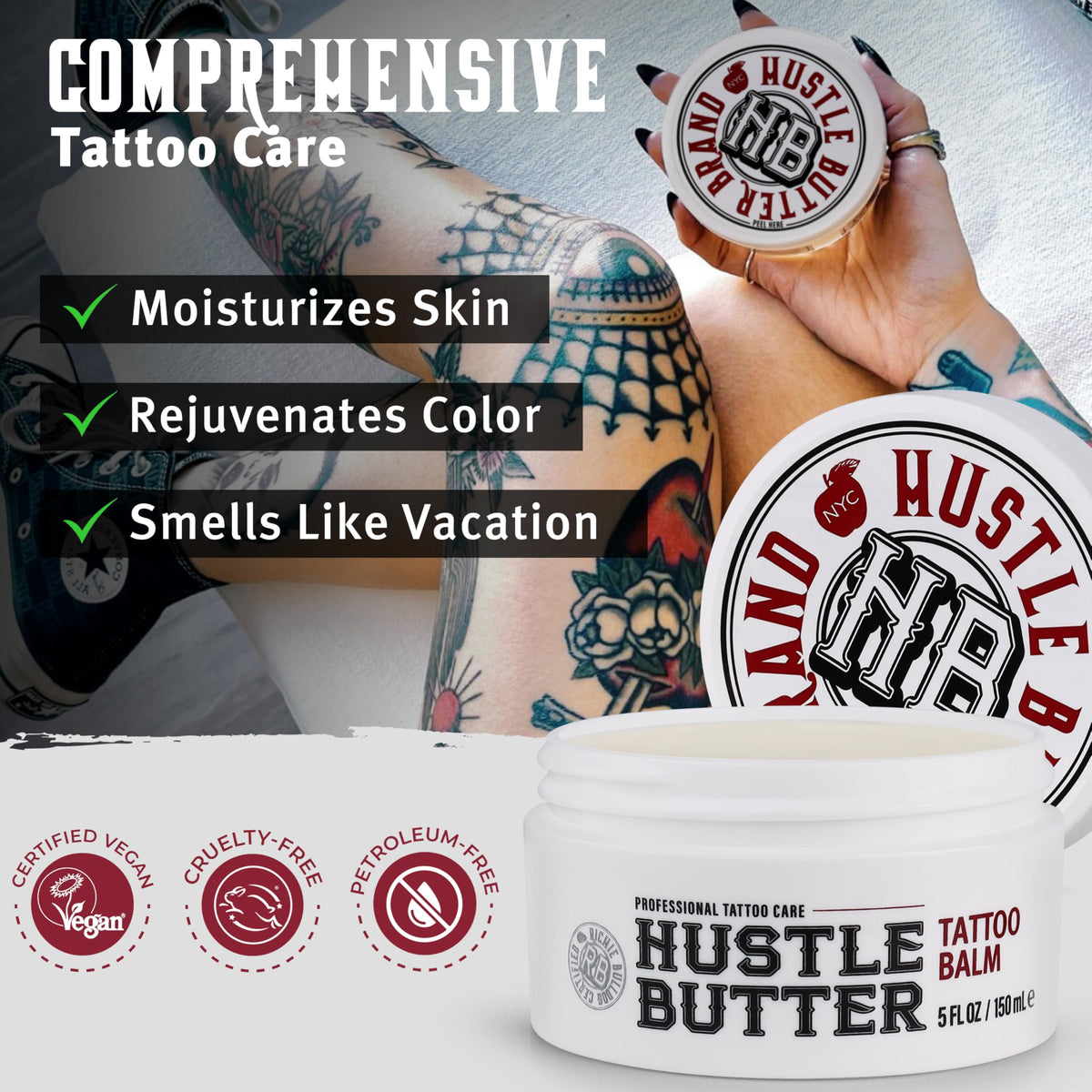 Hustle Butter Deluxe application close-up showing thin spread and even coverage