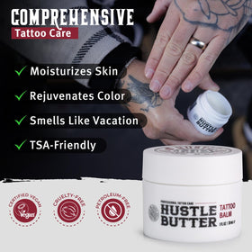 Hustle Butter Deluxe being applied by an artist to skin for improved needle glide