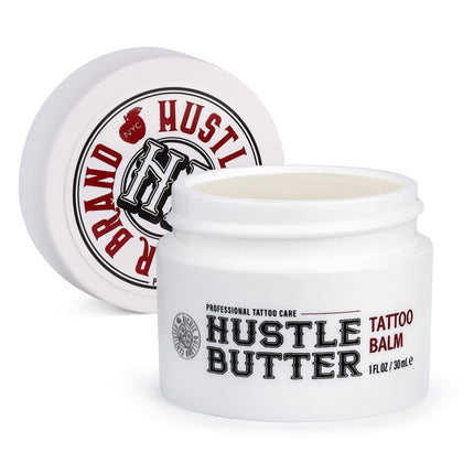 Hustle Butter Deluxe front jar view showing compact 1 oz packaging benefit portability