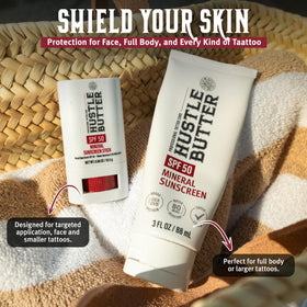 Hustle Butter Deluxe water droplets on skin illustrating sweat and water resistance