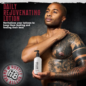 Hustle Butter pump dispensing lotion demonstrating convenient, mess-free application