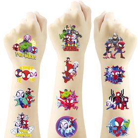 HUXICUI close-up of tattoo sheet highlighting clear spider designs and bright colors