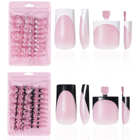 HWHUNO front packaging showing four French tip designs and included tips