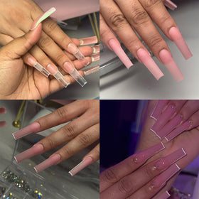 HWHUNO styled hand wearing tapered square tips showing modern finish