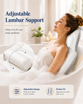 HWZ bath pillow in tub lifestyle scene demonstrating relaxing home spa