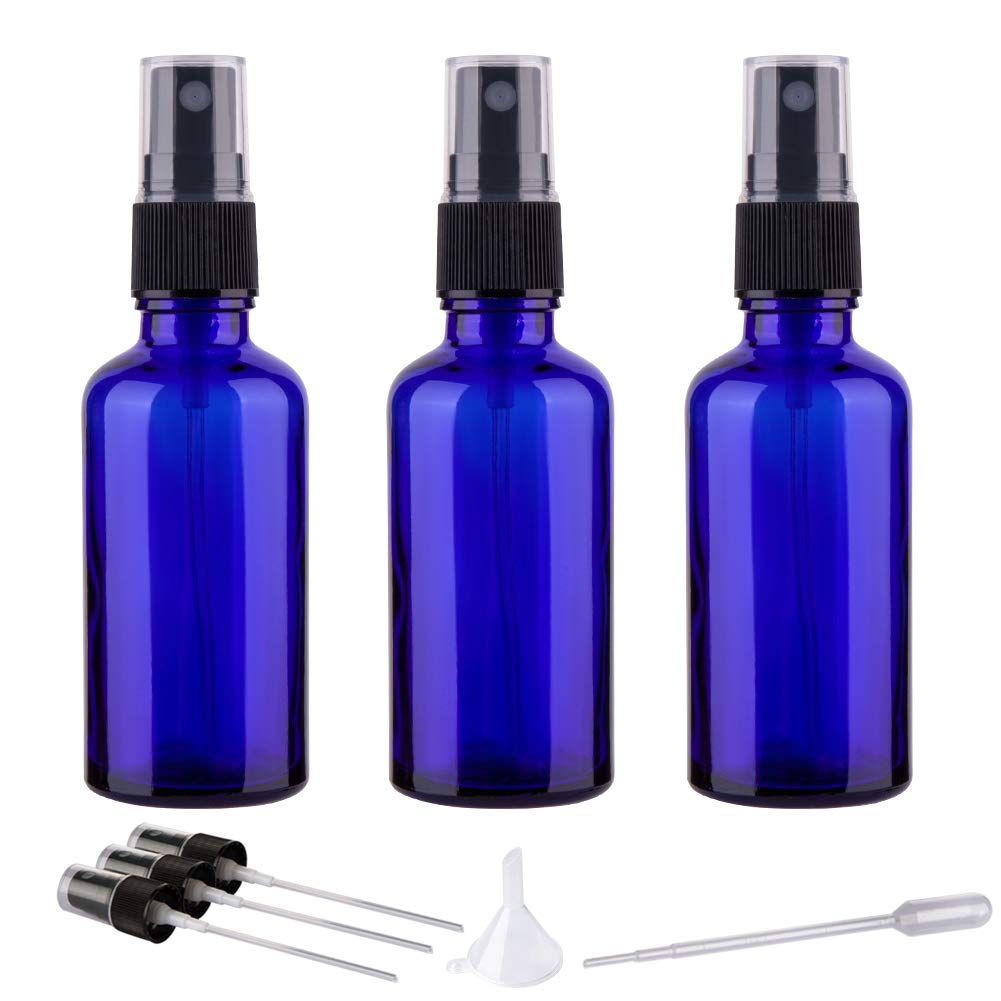 Hydior front view of three blue glass bottles showing compact travel benefit