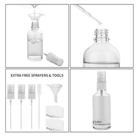Hydior bottle on bathroom counter with face mist exemplifying daily use