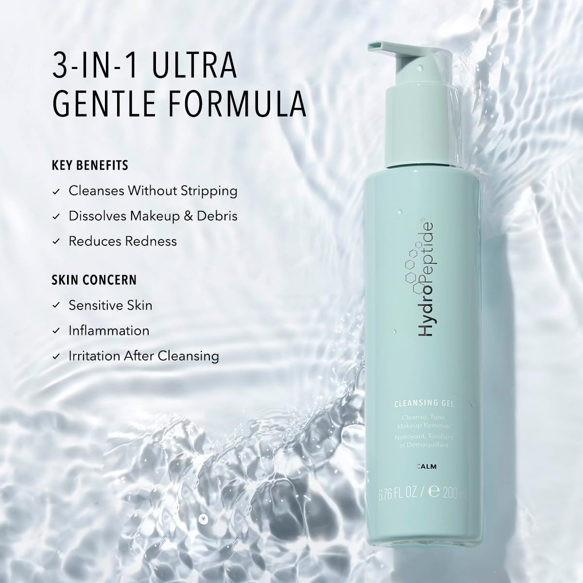 HydroPeptide pump dispensing creamy foam, demonstrates easy application and lather