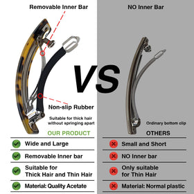 HYFEEL barrette in hair demonstrating firm hold and polished finish