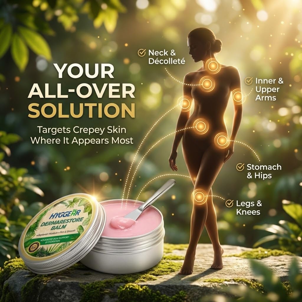 Hyggear Derma Restore Balm massaged into neck and chest to improve texture