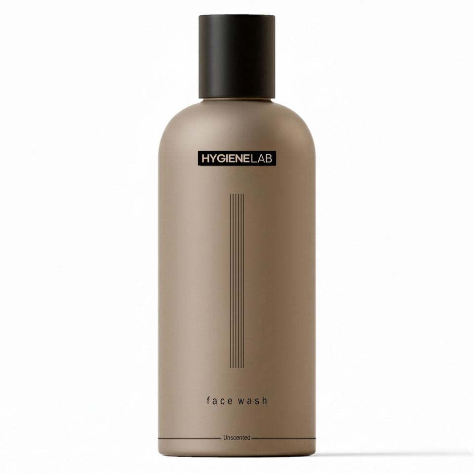 HygieneLab face wash front packaging showing EWG Verified badge, reassures safety