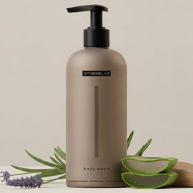 HygieneLab front packaging showing bottle and Lavender Sands scent for clean skin