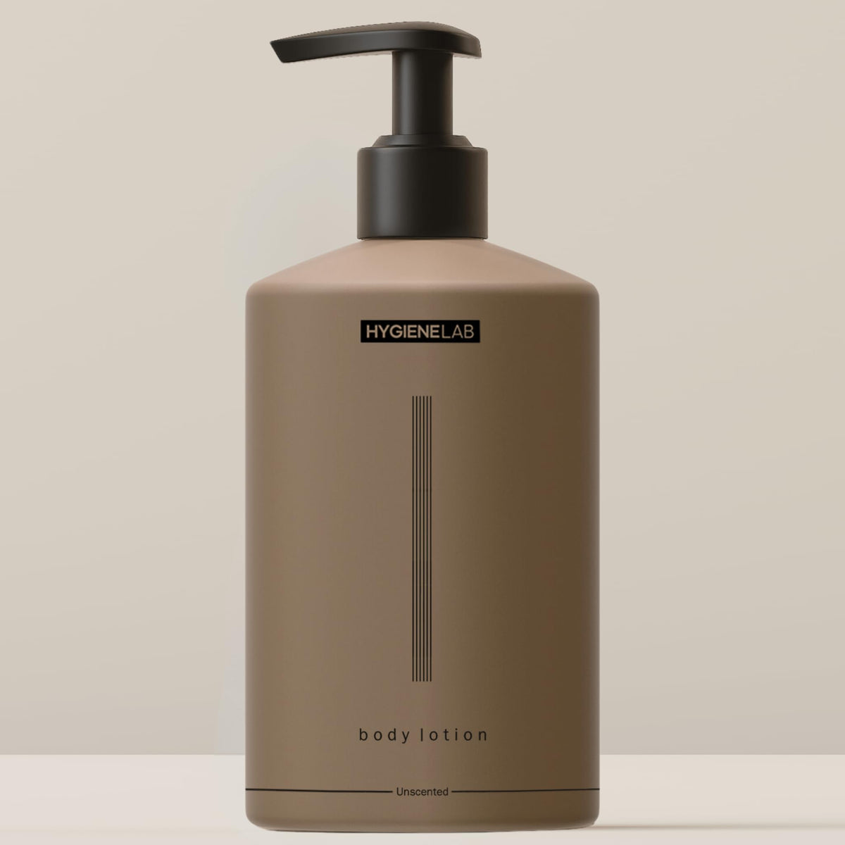 HygieneLab pump bottle front view showing clean packaging and easy dispense benefit