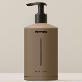 HygieneLab pump bottle front view showing clean packaging and easy dispense benefit