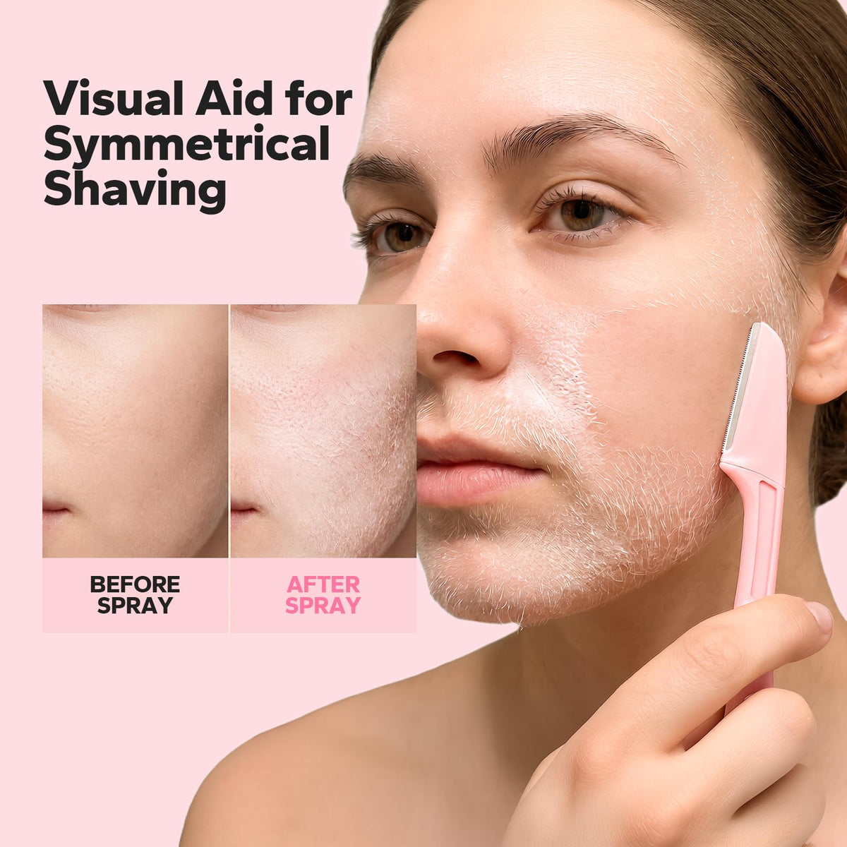 HyperHair in-use demonstration spraying face for clearer hair removal guidance