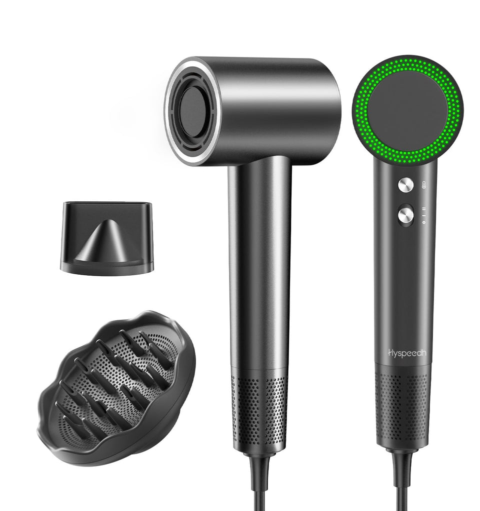 Hyspeedh front view showing compact travel dryer and benefit of fast drying