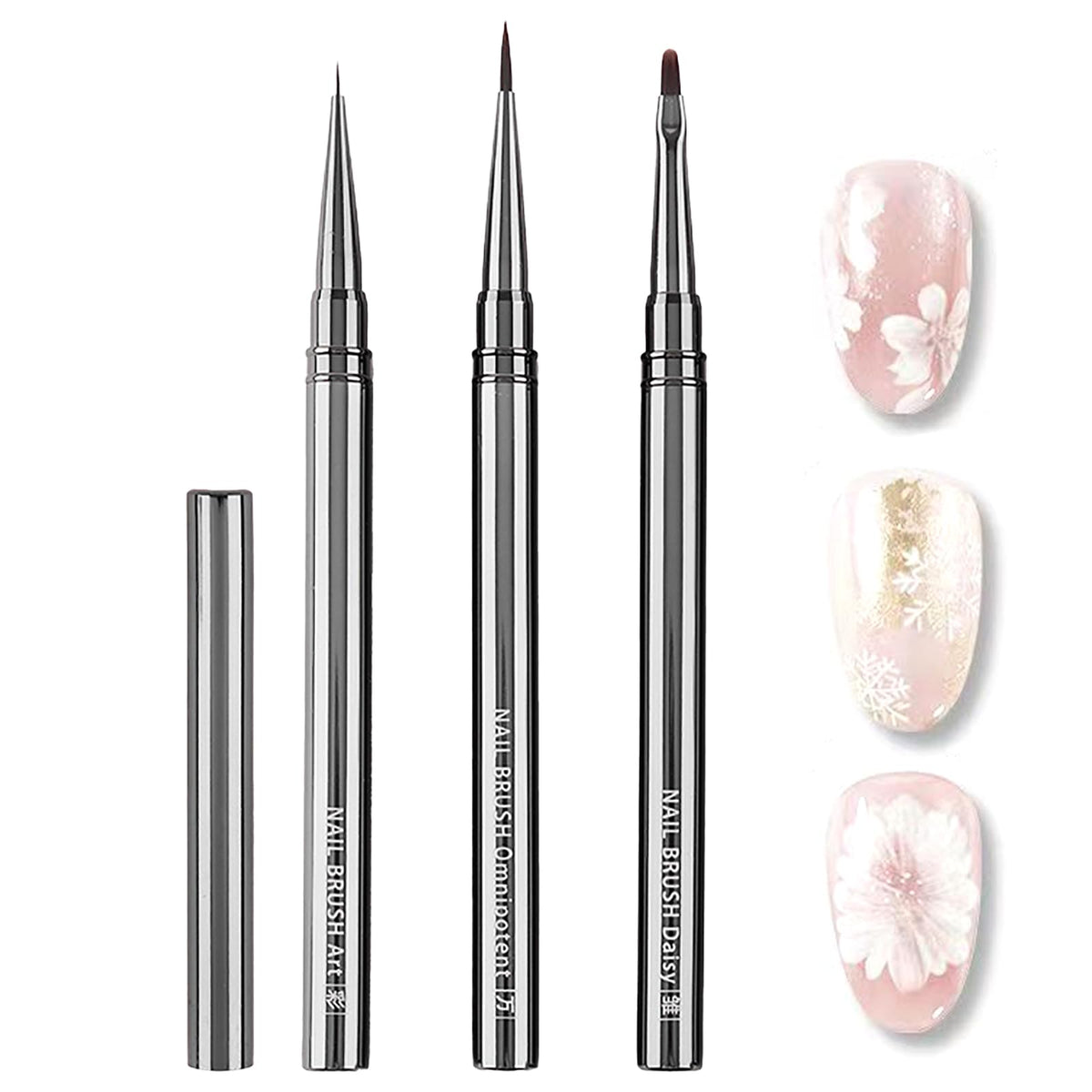 HYWWPFLAY front view of three-piece brush set, clear organization and professional look