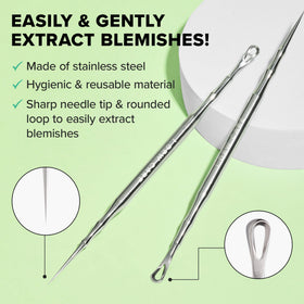 I DEW CARE tool in use beside blemish patch illustrating combined extraction and soothing patch benefit