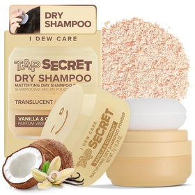 I DEW CARE front packaging showing compact travel dry shampoo for convenience