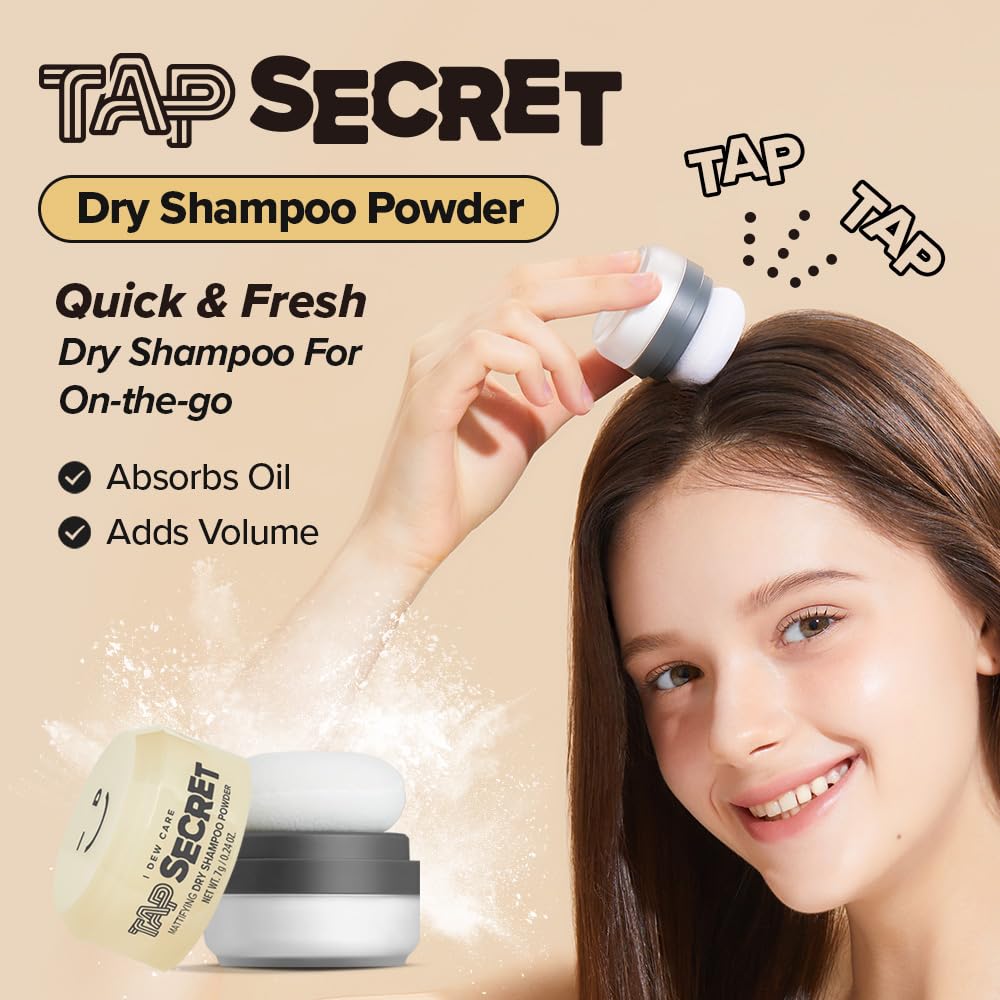 I DEW CARE open tin displaying fine powder texture that absorbs oil quickly