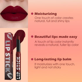 IATMOMOD lipstick worn by model in daytime setting for natural long‑wear look