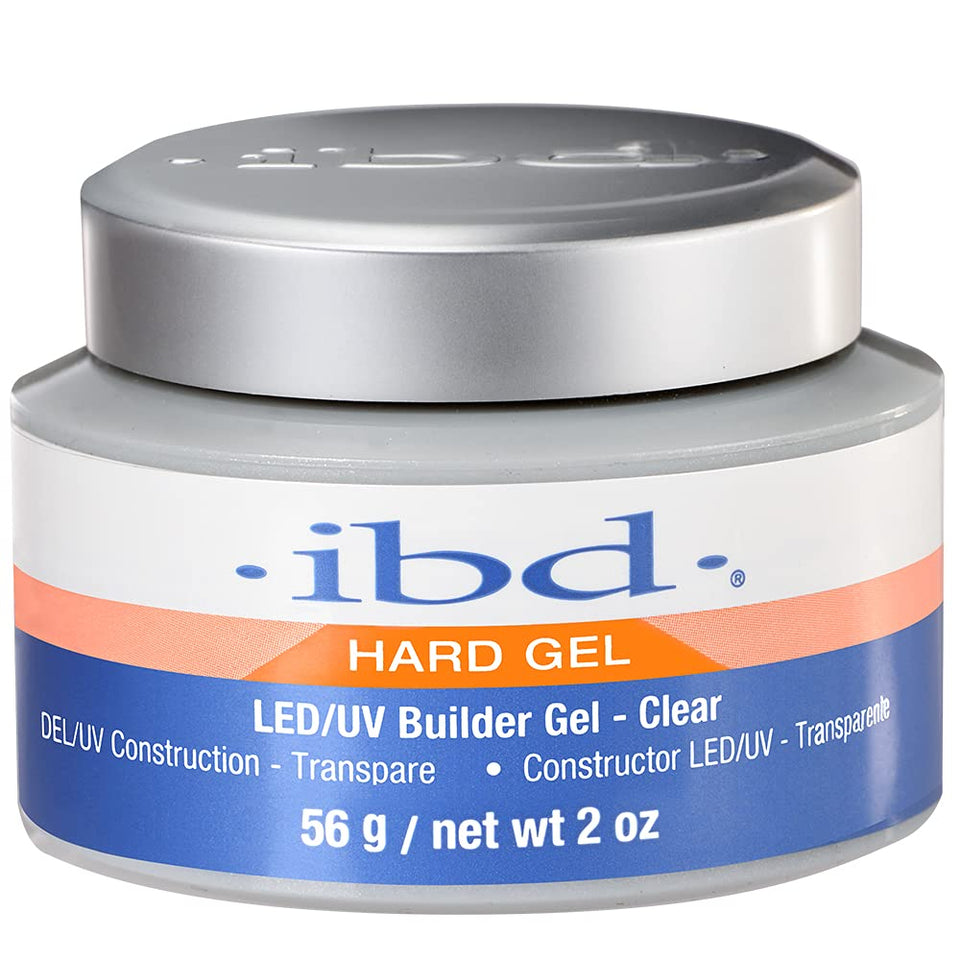 IBD clear builder gel jar front view showing professional packaging and easy application benefit