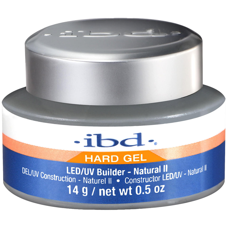 IBD hard gel jar front view showing natural finish and branding benefit durability