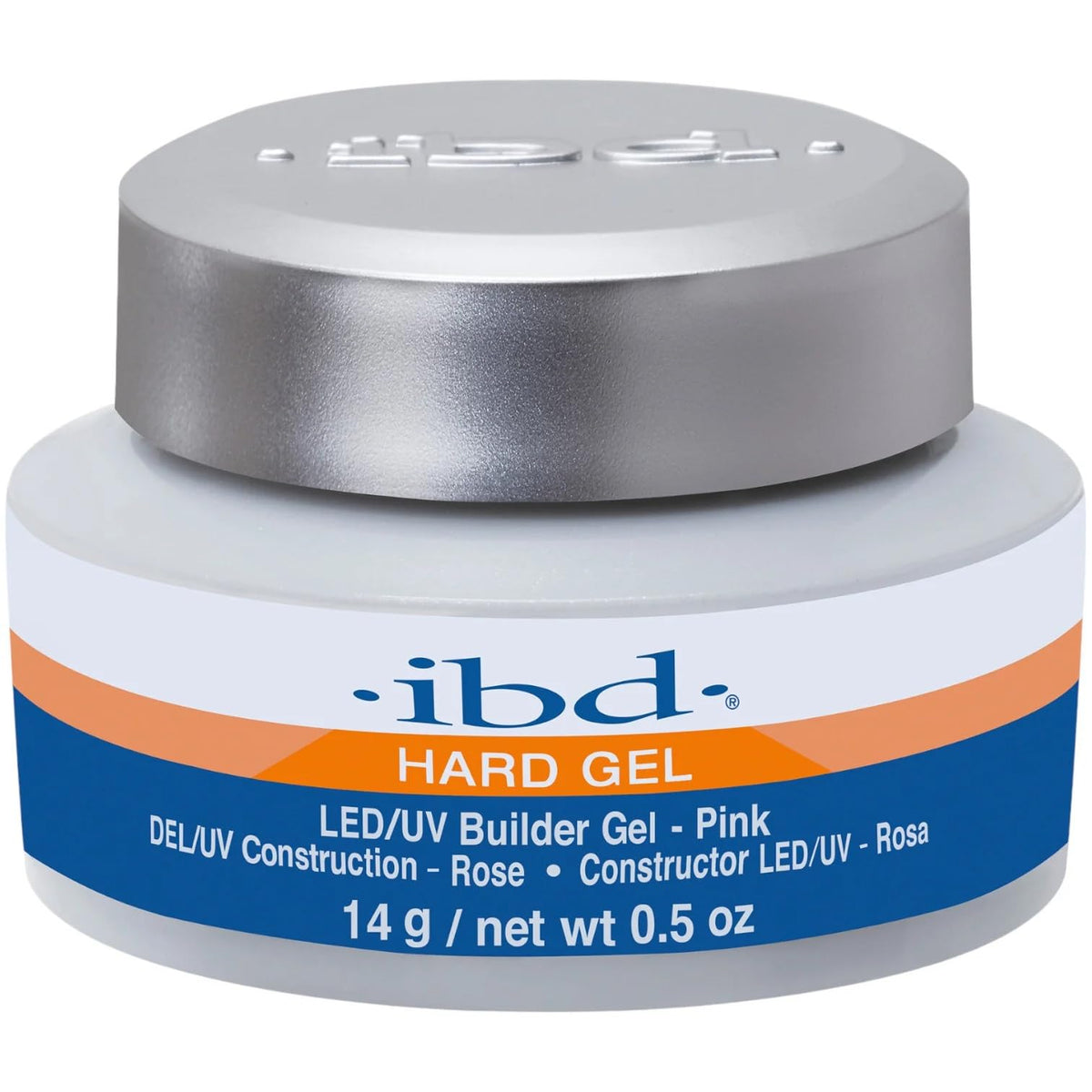 IBD front packaging showing pink builder gel and glossy result