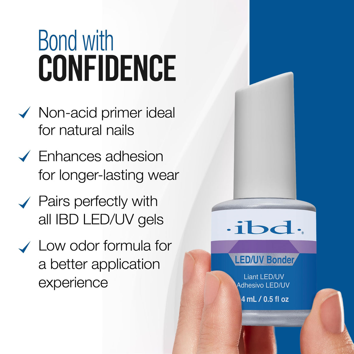 IBD primer curing under LED light for fast salon-ready bonding