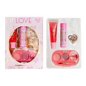 iBi Makeup open case with glosses and palette visible for easy organization