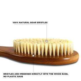 ICANdOIT close-up of natural boar bristles demonstrating firm texture for gentle exfoliation