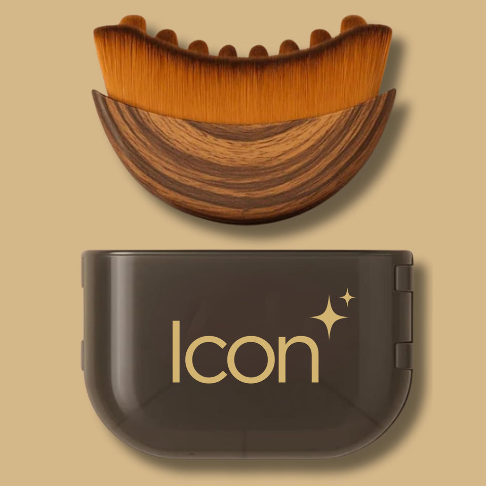 Icon Patch front view of brush showing ergonomic shape and brand benefit