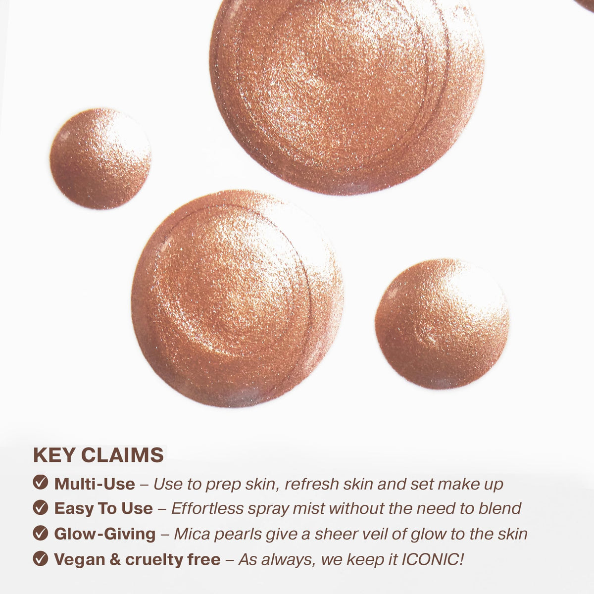 ICONIC LONDON close-up of dewy sheen on skin highlighting glow and reflective finish