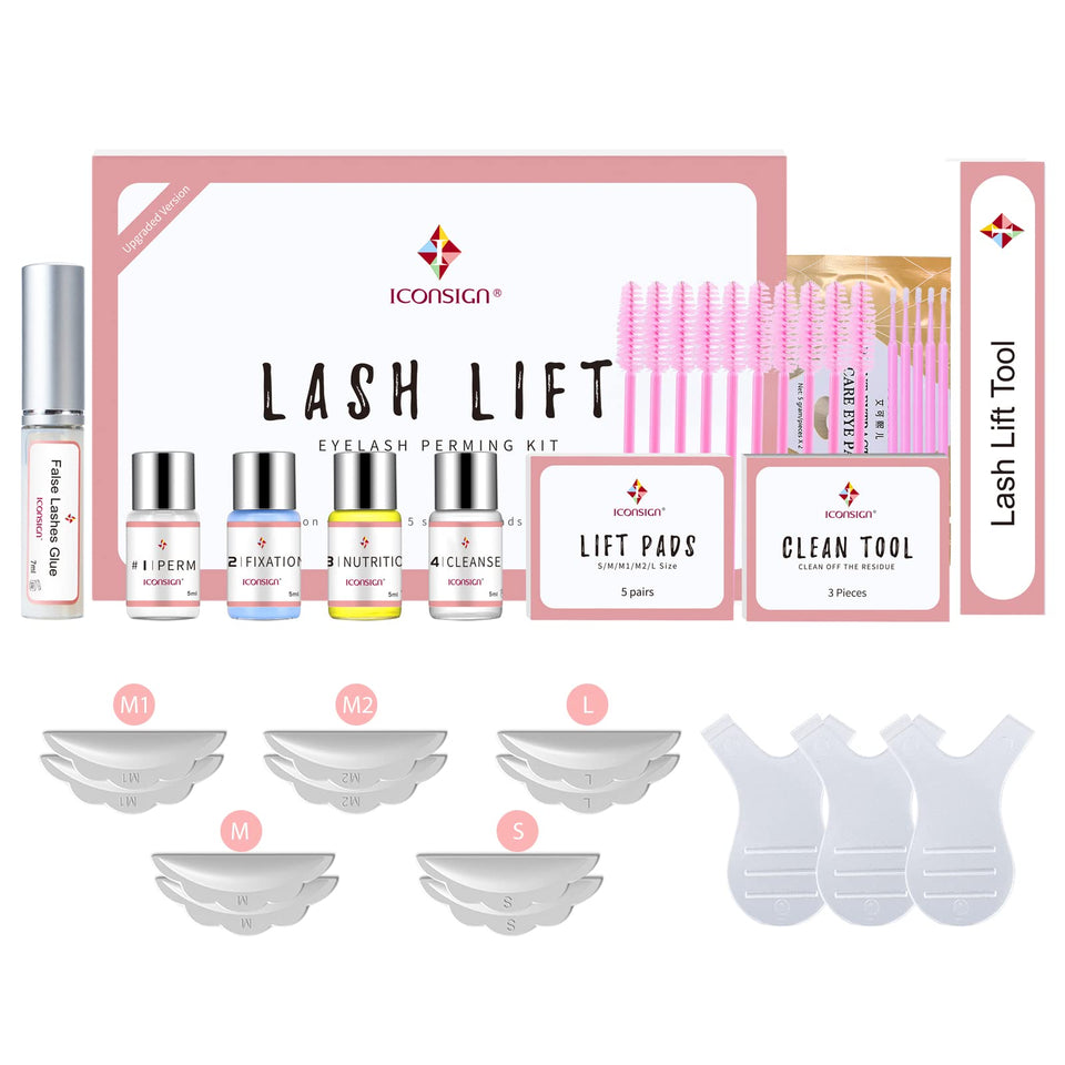 iconsign front packaging showing complete lash lift kit and contents benefit quick setup