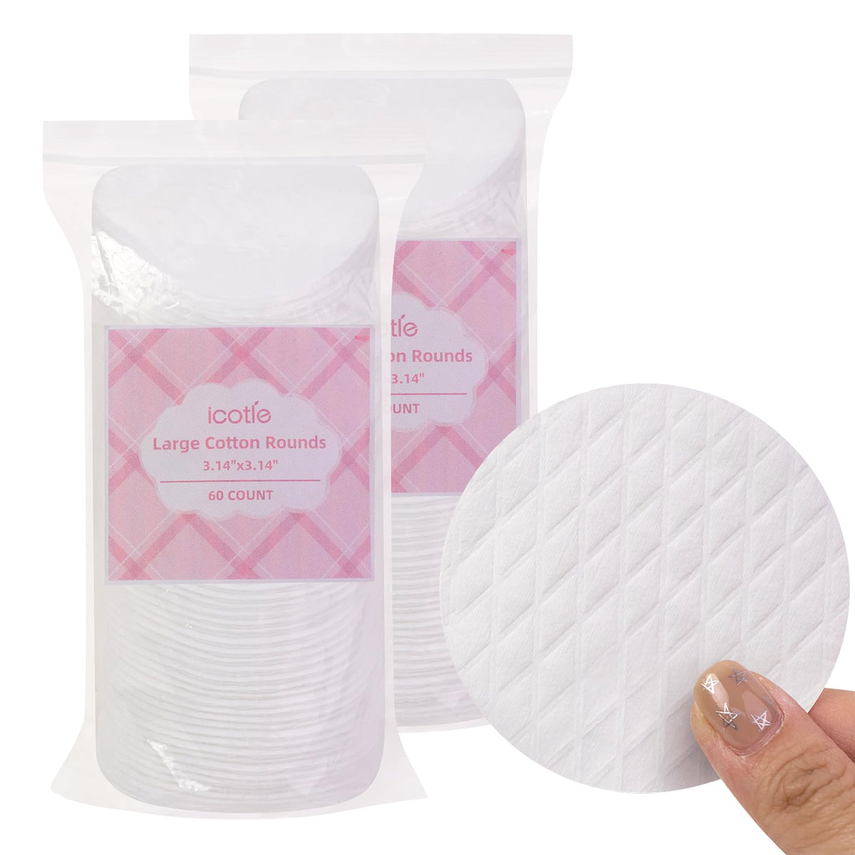 ICOTLE front packaging showing two reusable 60-count bags for travel convenience