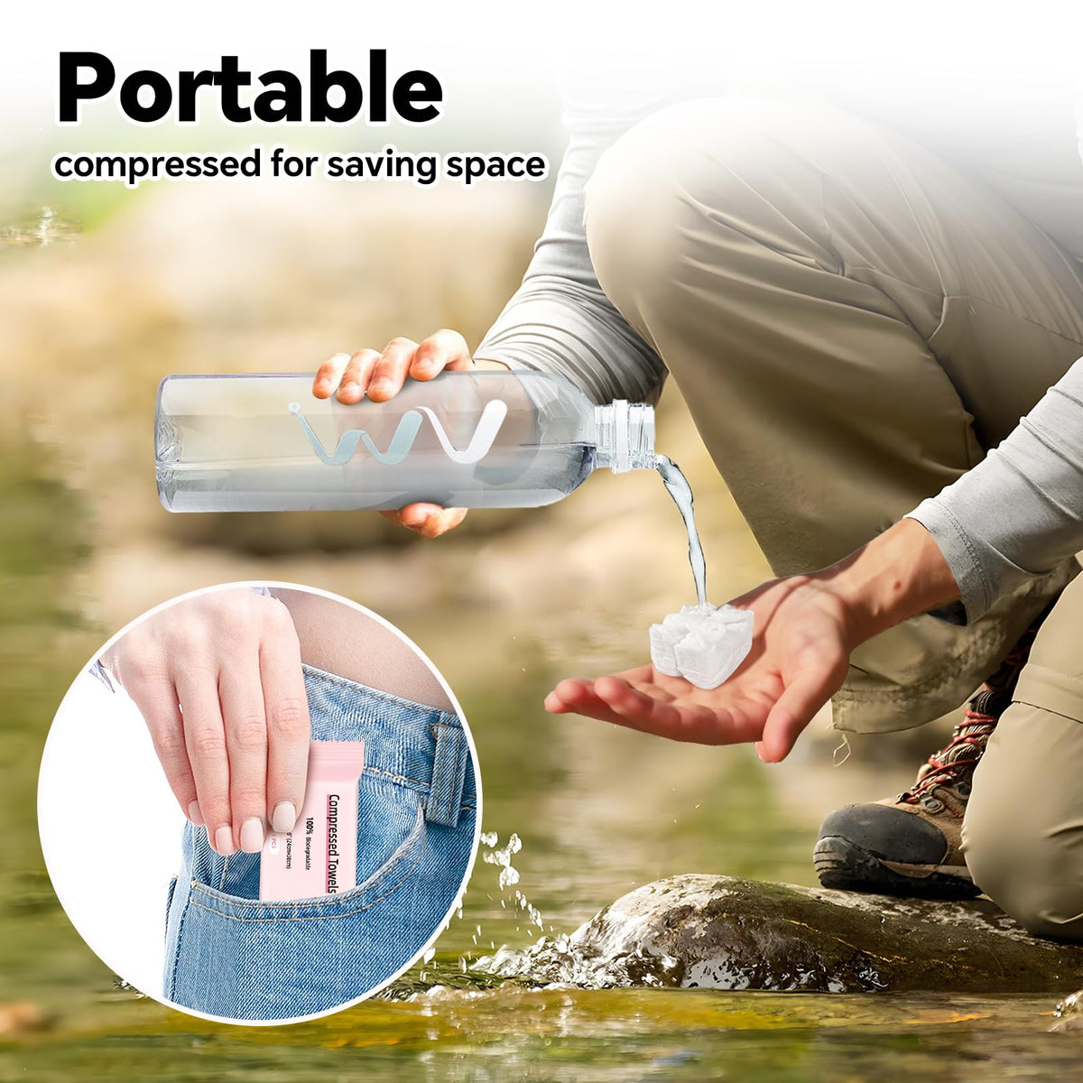 ICOTLE towels displayed at campsite showing convenience for outdoor hygiene