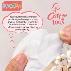 ICOTLE pad contouring around eye and nose for efficient, gentle makeup removal