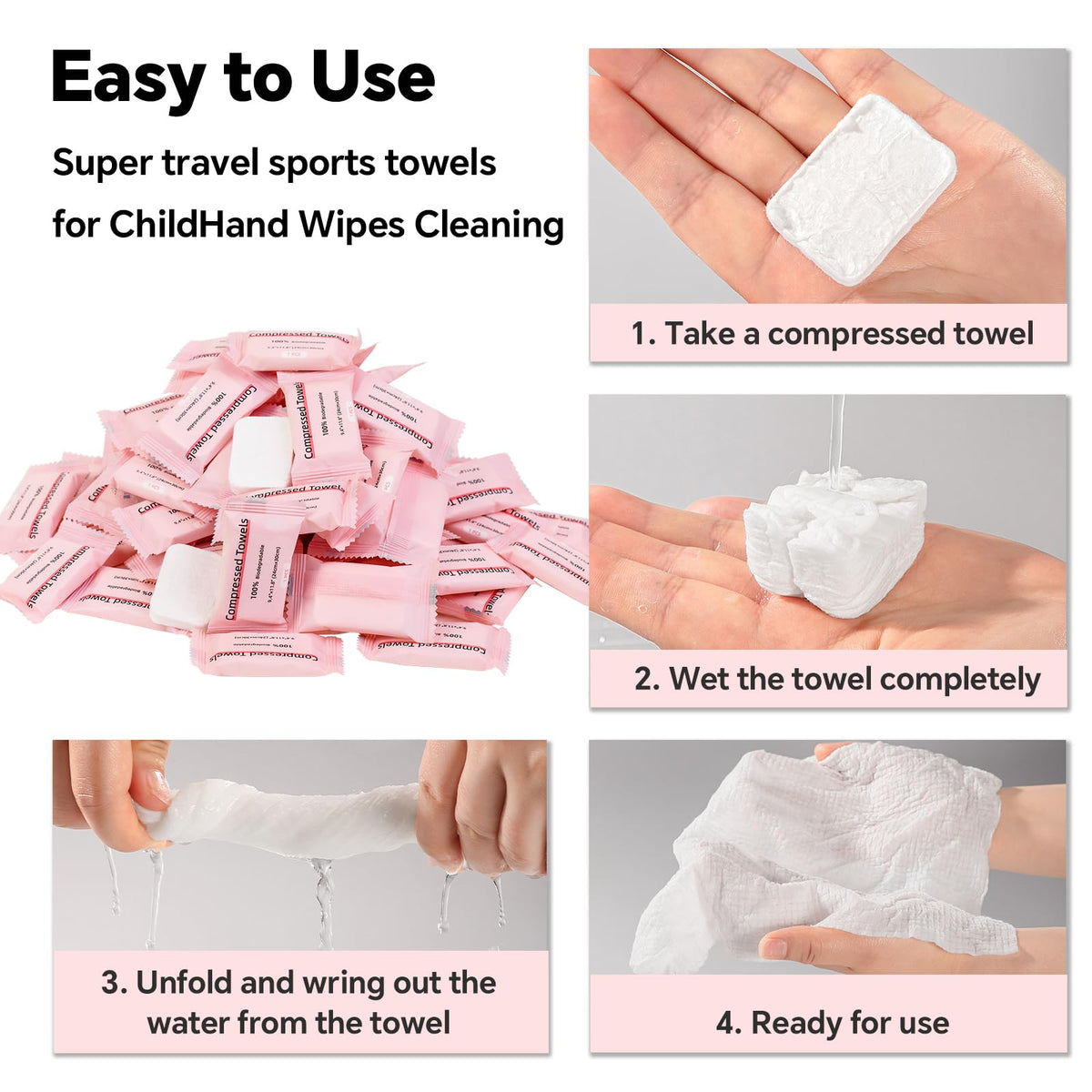 ICOTLE towel held in hand to show expanded 24x30 cm size for face and hands