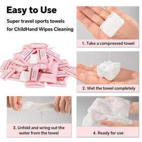ICOTLE towel held in hand to show expanded 24x30 cm size for face and hands