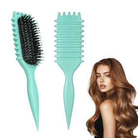 iDAOLI front view of green curl defining brush showing neat tooth layout and easy styling