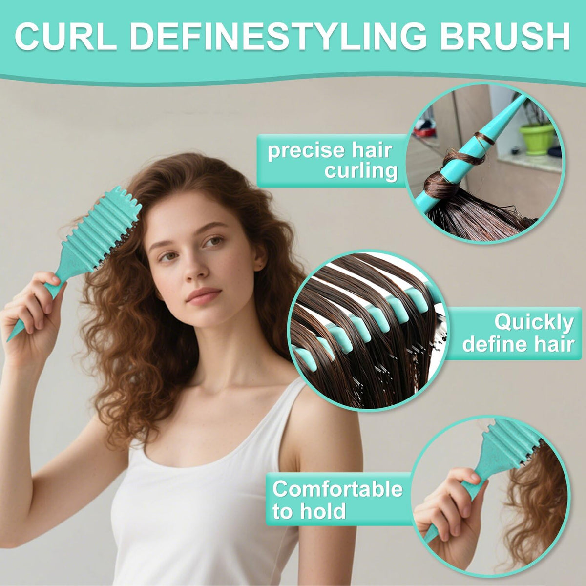 iDAOLI brush sectioning hair to create clean parts and defined curls